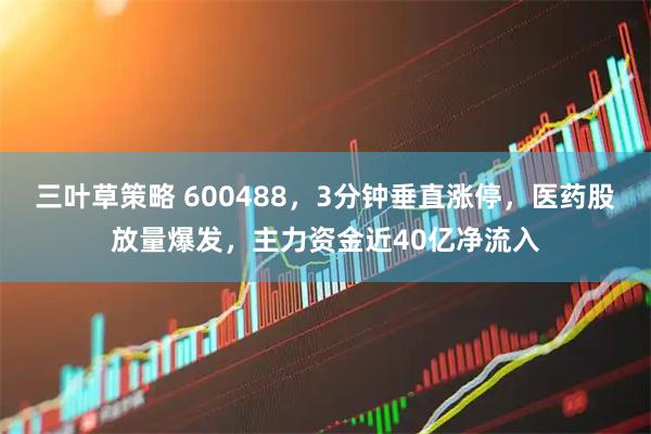 三叶草策略 600488，3分钟垂直涨停，医药股放量爆发，主力资金近40亿净流入