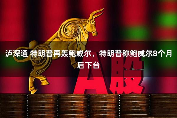 泸深通 特朗普再轰鲍威尔，特朗普称鲍威尔8个月后下台